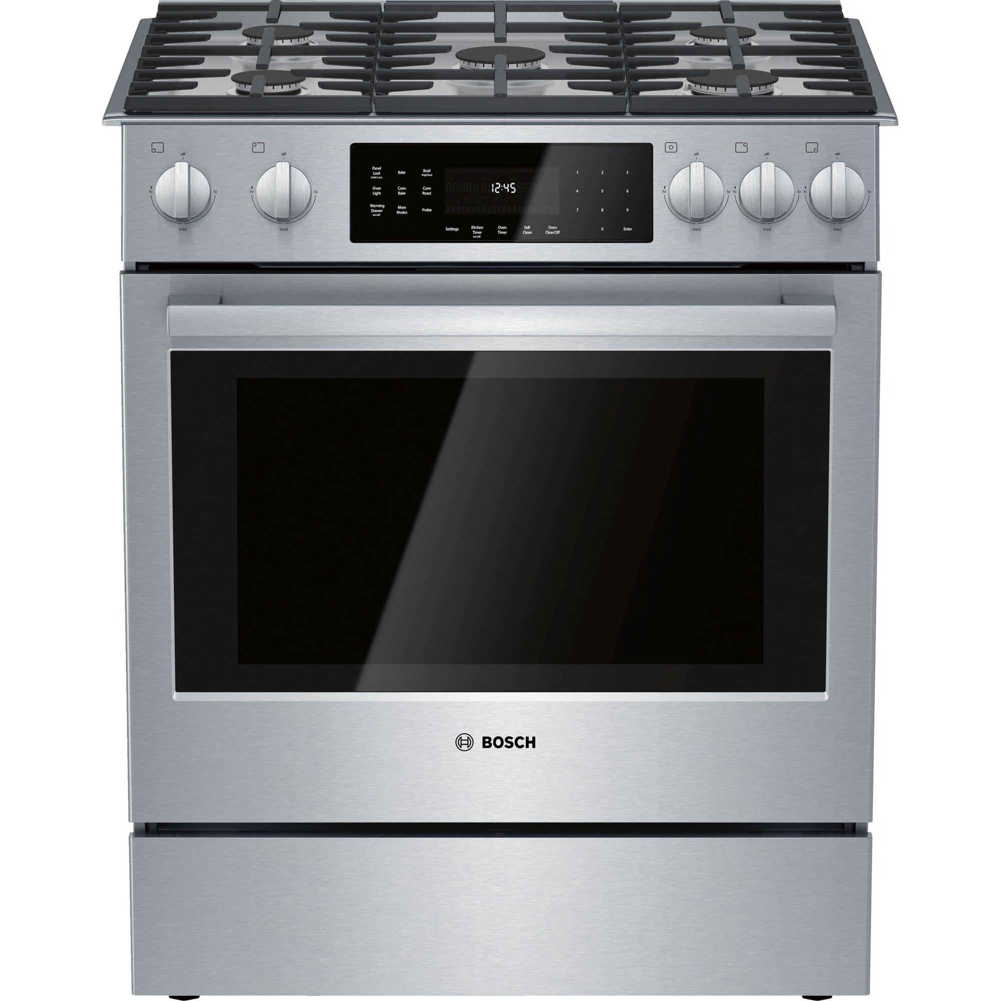 Bosch 30 inch Slide In Gas Range with 9 Specialized Cooking Modes HGIP