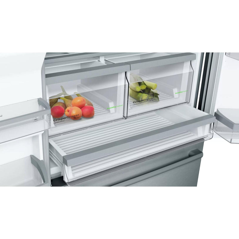 Bosch 36-inch, 25 cu.ft. Freestanding French 3-Door Refrigerator with Ice and Water Dispensing System B26FT50SNS IMAGE 6